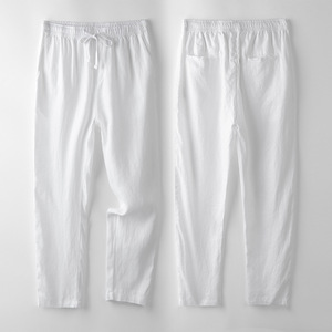 2023 Vintage cordon pantalons décontractés hommes taille élastique ample respirant jeunesse neuf Points pantalon - Product Image 2