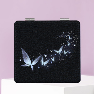 Miroir <span class=keywords><strong>de</strong></span> maquillage pliable compact en cuir PU avec logo personnalisé, double face, carré, pour voyage, cadeau promotionnel - Product Image 6