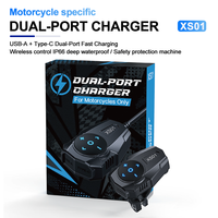 Chargeur rapide pour moto sportive XS01 IP66 étanche en plastique ABS, double port USB + Type C, portée musicale de 500 m, 24W/30W sans fil