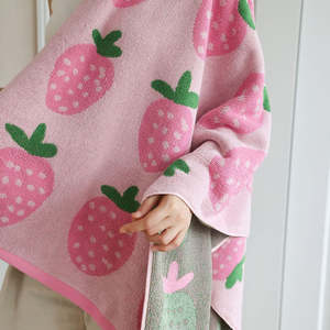 Strawberry Cartoon Woven 100% Cotton Face <b>Towel</b> Large Size Absorbent Pink Luxury Hypoallergenic Eco-Friendly <b>Bath</b> <b>Towel</b> - Product Image 6