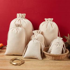 Sac à cordon en toile de coton imprimé personnalisé de bonne qualité, réutilisable, portable, avec logo, pour cadeaux - Product Image 5