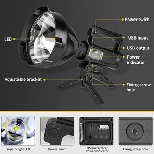 Lampe torche personnalisée super lumineuse longue portée rechargeable par USB 8000mAh, lampe torche ABS étanche IPX65 avec base magnétique 200M - Product Image 3