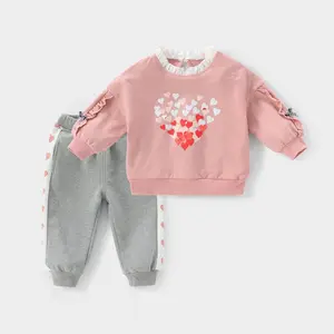 Kids Sweatshirt New Boutique 1~7 Years Fashion Valentine Girls Pullover Girls Clothing Set