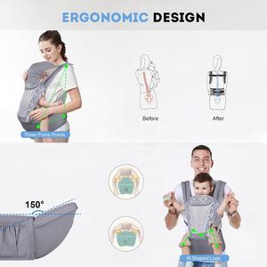 Porte-Bébé en Coton Toutes Saisons avec Siège de Hanche Ceinture de Sécurité Style Tendance <span class=keywords><strong>pour</strong></span> Explorer le Monde et les Câlins - Product Image 4