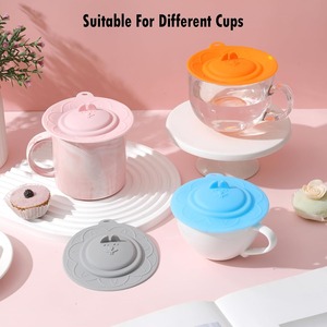 Couvercles de tasses en silicone <span class=keywords><strong>visage</strong></span> de chat Couvercles en silicone multicolores pour tasses Tasses Théières Couvercle de tasse flexible Couvercles de tasse chaude pour café et thé - Product Image 5