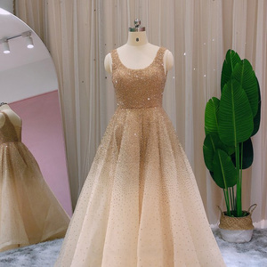 Vestido de Noche Largo sin Mangas con Lentejuelas, Apliques de Cuentas, Encaje y Cristal, Cintura Natural, para Mujer, Modelo LSCZ03 - Product Image 4