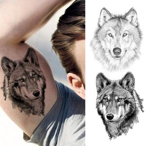 10 fogli Vintage adulti geometrici Black Wolf Rose Face Half Arm adesivi per tatuaggi temporanei impermeabili - Product Image 2