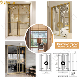 Telaio in ottone di lusso porte di casa casa <span class=keywords><strong>esterno</strong></span> interno porta oro Design doppio porta studio porta <span class=keywords><strong>con</strong></span> <span class=keywords><strong>vetro</strong></span> - Product Image 5