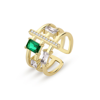 Chất Lượng Cao 2022 Nhẫn Trắng Zircon MOYU Thiết Kế Bạc 18K Vàng 3 Lớp Nhẫn Đá Xanh