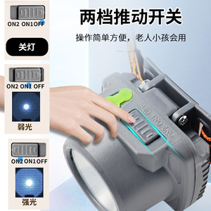 Lampe frontale LED rechargeable 2000 mAh, bandeau réglable, portable, pour pêche, travaux de construction, éclairage d'urgence, jusqu'à 50 m - Product Image 2