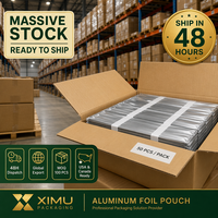 Sac d'emballage en aluminium à fond plat, résistant à l'humidité, scellable à la chaleur, de qualité alimentaire, avec fermeture autocollante, pour le stockage des aliments