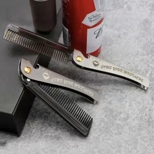 Pettine Vintage per Acconciature a Olio, in Acciaio Inossidabile Elettroplaccato, Pieghevole per Barba, <span class=keywords><strong>Baffi</strong></span> e Capelli, Modello Portatile S37 - Product Image 2