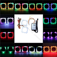 2x80mm RGBW X Type Lampu Depan LED Angel Eyes Halo Ring Kontrol Aplikasi Bluetooth