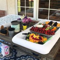Bar Buffet Gonflable de Service pour Glace, Barquette Réfrigérante pour Salades et Boissons, Idéal pour Barbecues, Pique-Niques et Fêtes