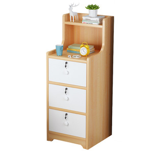 Bedside Storage Shelf With 3 Drawers <b>Lockable</b> Space Saving Bedroom Nightstand <b>Cabinet</b> For Dorm Or Home Use - Product Image 5