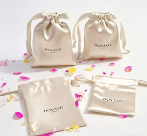 Mutil Size Fashionable Silk Drawstring Storage Bag Small Minimalist Jewelry Pouch Elegant Gift Packaging Beige <b>Satin</b> Dust Cover - Product Image 1
