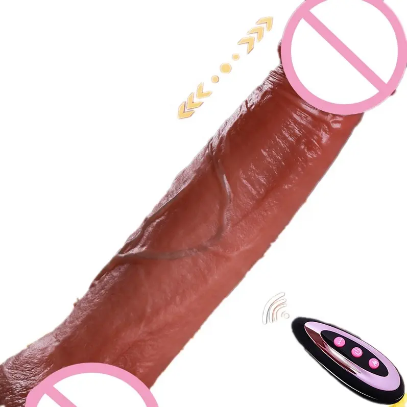 8.7 inch silicone thrusting dildos wall suitable suction cup heating function realistic telescopic moving vibrating dildo