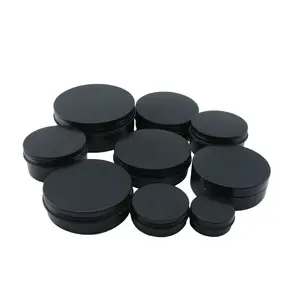 5ml 10ml15ml 30ml 50ml 60ml 80ml 100ml 150ml Matte Black Aluminum Tin Cosmetics Lip Balm Candle Tin Container With Lid