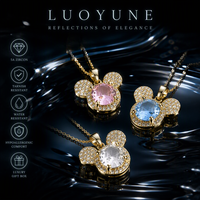 Collier Mickey Exquis LUOYUNE Plaqué Or 18K, 3 Couleurs Disponibles, Zircon 5A Pavé, Laiton Écologique, Ensemble de Bijoux Tendance, Idéal Cadeau