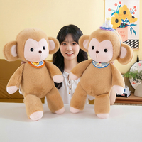 Boneka Monyet Lucu, Hewan Boneka Isi Kapas PP, Bib Bunga Rajut, Berbagai Ukuran, Hadiah untuk Anak-Anak