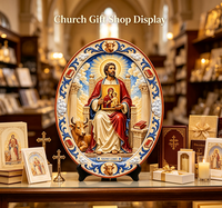 Targa in Resina Personalizzata San Luca l'Evangelista, Icona Religiosa Cattolica 3D in Rilievo, Decorazione Artistica per Chiesa, Vendita all'Ingrosso