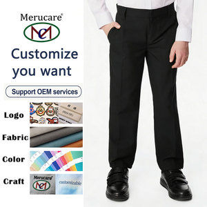 Pantalons d'école pour garçons ISO, coupe droite, personnalisables, noirs, coupe slim, uniforme scolaire pour enfants, vente en gros - Product Image 1