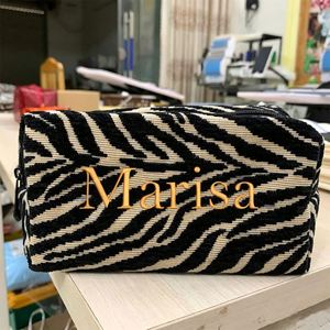 Customized Personalized Embroidered Zebra Makeup <b>Bag</b>, Custom Bridal Party Cosmetic <b>Travel</b> Pouch, Bridesmaid Gift Birthday Gift - Product Image 5