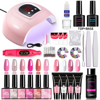 Set de Herramientas para Decoración de Uñas con Lámpara, Lima Eléctrica, 6+4 Geles para Uñas, Gel de Extensión, Caja