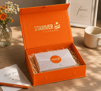 Boîte cadeau magnétique pliable avec logo personnalisé en feuille d'or, boîte d'emballage rigide orange pour mariage, cosmétiques, soins de la peau, souvenirs, panier-cadeau