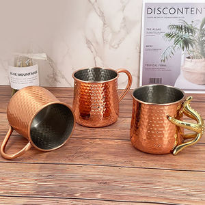 Mug à bière Moscow Mule personnalisé en acier inoxydable plaqué cuivre martelé, gravé, pour fêtes et bureau - Product Image 6