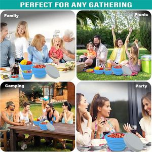 Juego de Recipientes de Cocina Personalizados, Tazón Plegable de Silicona Reutilizable con Tapa, Lonchera Escolar Plegable para Niños - Product Image 6