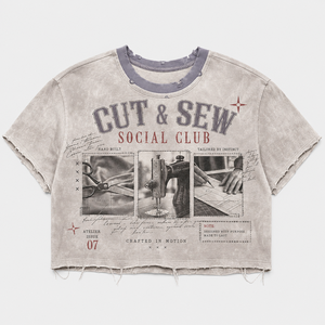 Dirty Wash Graphic T-<b>shirt</b> Cotton Cropped Boxy Fit Tee Distressed Neck Raw Hem Oversized Vintage Streetwear Custom <b>Men</b> T <b>Shirt</b> - Product Image 1
