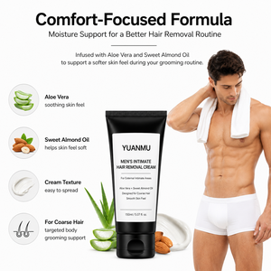 Crème dépilatoire douce à base de plantes pour peaux sensibles, zones intimes, sans douleur, apaisante, pour hommes, crème dépilatoire pour les poils du bas du dos - Product Image 3