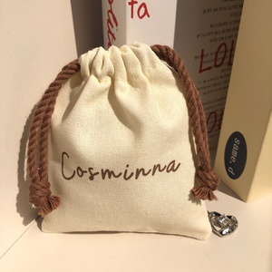 High Quality Small Cotton Canvas Dust Bag for Jewelry Earring Packaging Jewelry Drawstring Pouch With Printing Logo - Product Image 1