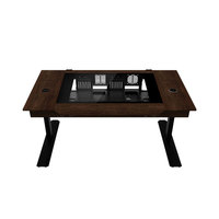 Bureau de jeu DK07 édition bois avec boîtier PC intégré, bureau d'ordinateur avec panneau supérieur transparent, table de jeu, station de travail, châssis