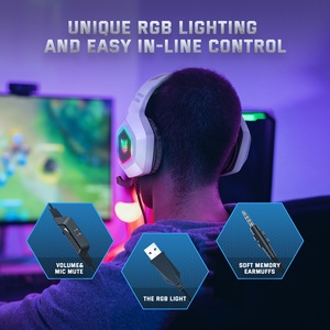 Onikuma K10 năng động Over-ear thể thao Gamer tai nghe Microphone RGB trò chơi bầu không khí ánh sáng có dây 50mm trình điều khiển IPX1 văn phòng không thấm nước - Product Image 4