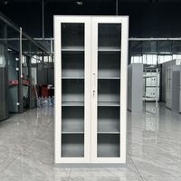 Meubles de rangement de fichiers de bureau en métal de style moderne, armoires de classement en acier à deux portes vitrées, vitrine pour livres pour l'école