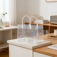 Sac fourre-tout en plastique transparent PP pour emballage cadeau, sac publicitaire promotionnel pour boutiques, vente en gros