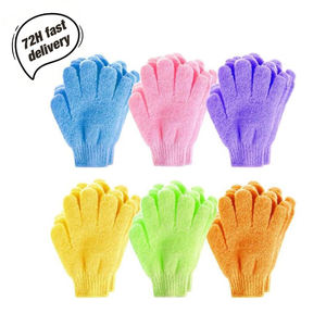 库存便宜的磨砂尼龙沐浴去角质手套淋浴洗浴手套淋浴体死皮去除剂 - Product Image 1