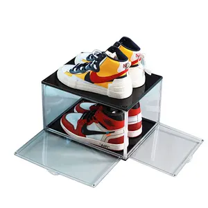 带定制标志的可堆叠便携式透明塑料运动鞋鞋盒