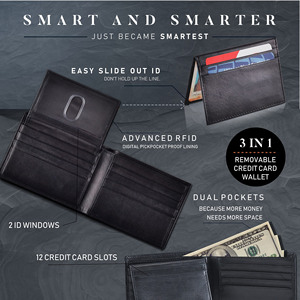 Portefeuille bifold pour homme en cuir pleine fleur, offrant une protection RFID et un rangement élégant et organisé - Product Image 4