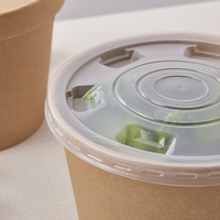 Bols jetables en papier kraft imperméable, écologiques, à paroi simple, pour salades, nouilles et soupes, avec logo personnalisé