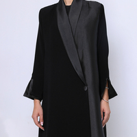 Manteau Abaya Long de Qualité Supérieure, Noir, Style Veste de Costume Musulman, Designs Abaya Turques Personnalisées pour Femmes Musulmanes