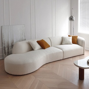 <span class=keywords><strong>Sofá</strong></span> Modular Curvo de Diseño Francés Moderno y Lujoso Zayshine, en Color Crema Sherpa, de <span class=keywords><strong>3</strong></span> <span class=keywords><strong>Plazas</strong></span>, para Apartamento, Villa, Hotel, Sala de Estar - Product Image 3