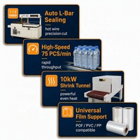 Machine d'emballage automatique 304 SS CE Combo Box pour bouteilles, aliments et cosmétiques, avec scelleuse à barre en L et tunnel de rétraction