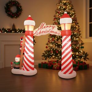Père Noël gonflable transfrontalier qui grimpe sur un <span class=keywords><strong>phare</strong></span> avec des lutins lumineux, décore les cours, les porches et les arches - Product Image 1