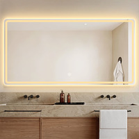 Miroir de salle de bain en acrylique LED SHOUYA avec éclairage, anti-buée, miroir éclairé à intensité réglable