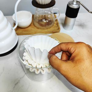 Boîte de rangement pour filtres à café avec couvercle en bois, pour filtres en papier et filtres à gâteau, design minimaliste, taille moyenne - Product Image 4