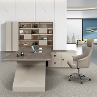 Escritorio Ejecutivo Modular de Madera de Diseño Moderno con Panel para CEO, Gerente, Oficina en Casa y Estantería