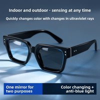 Lunettes de soleil de mode rétro européennes à monture carrée UV400 à changement de couleur pour femmes - Protection solaire parfaite pour la rue